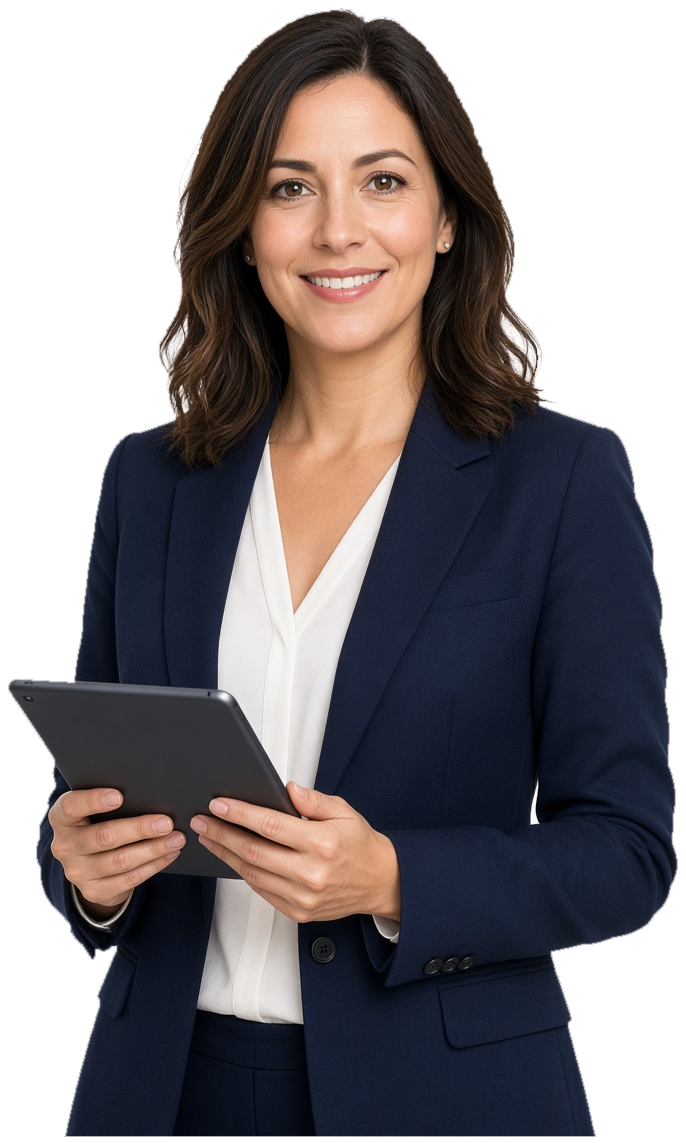 Personne accueillante avec courrier de contact
