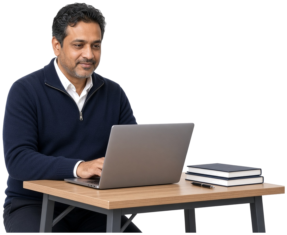 Organisateur travaillant sur un ordinateur portable